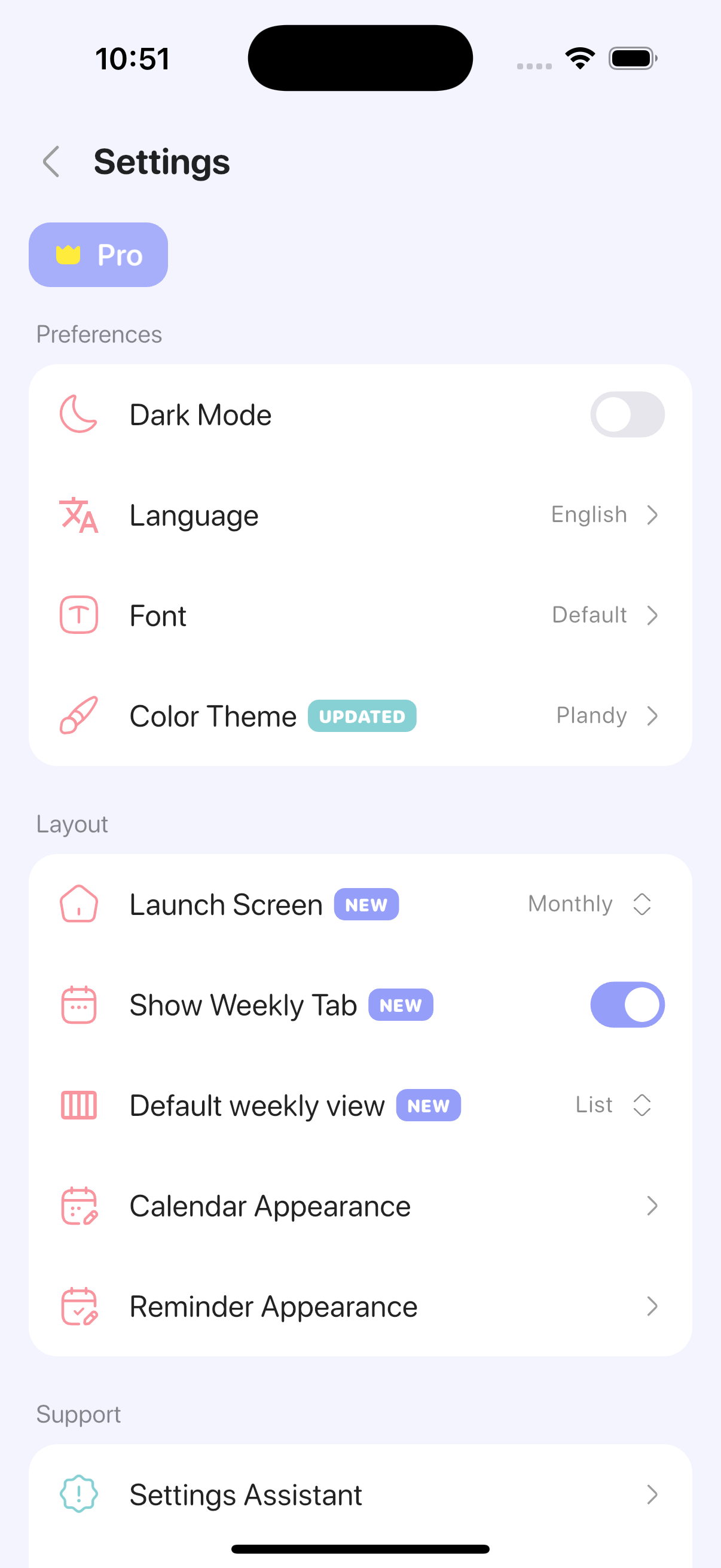 Actual Plandy settings screen without the debug menu